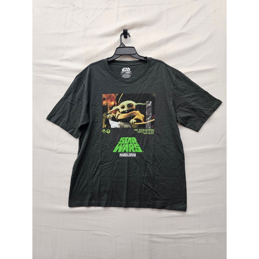 Mad Engine Mens The Mandalorian Graphic T-Shirt Black Cotton Casual Size XL